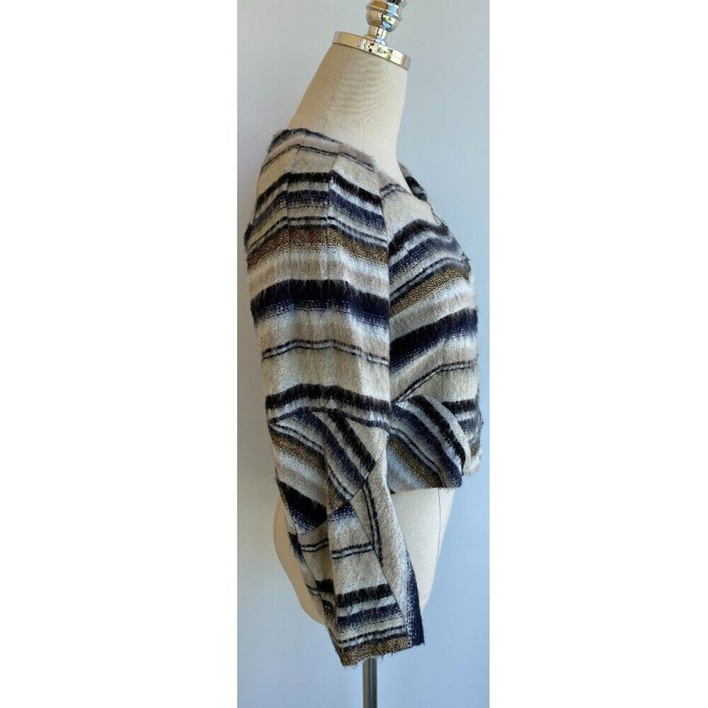 Vena Cava 💥 Stunning 💥 Gryphon cropped sweater jacket Blue Gold Tan White sz 4 - Picture 6 of 9